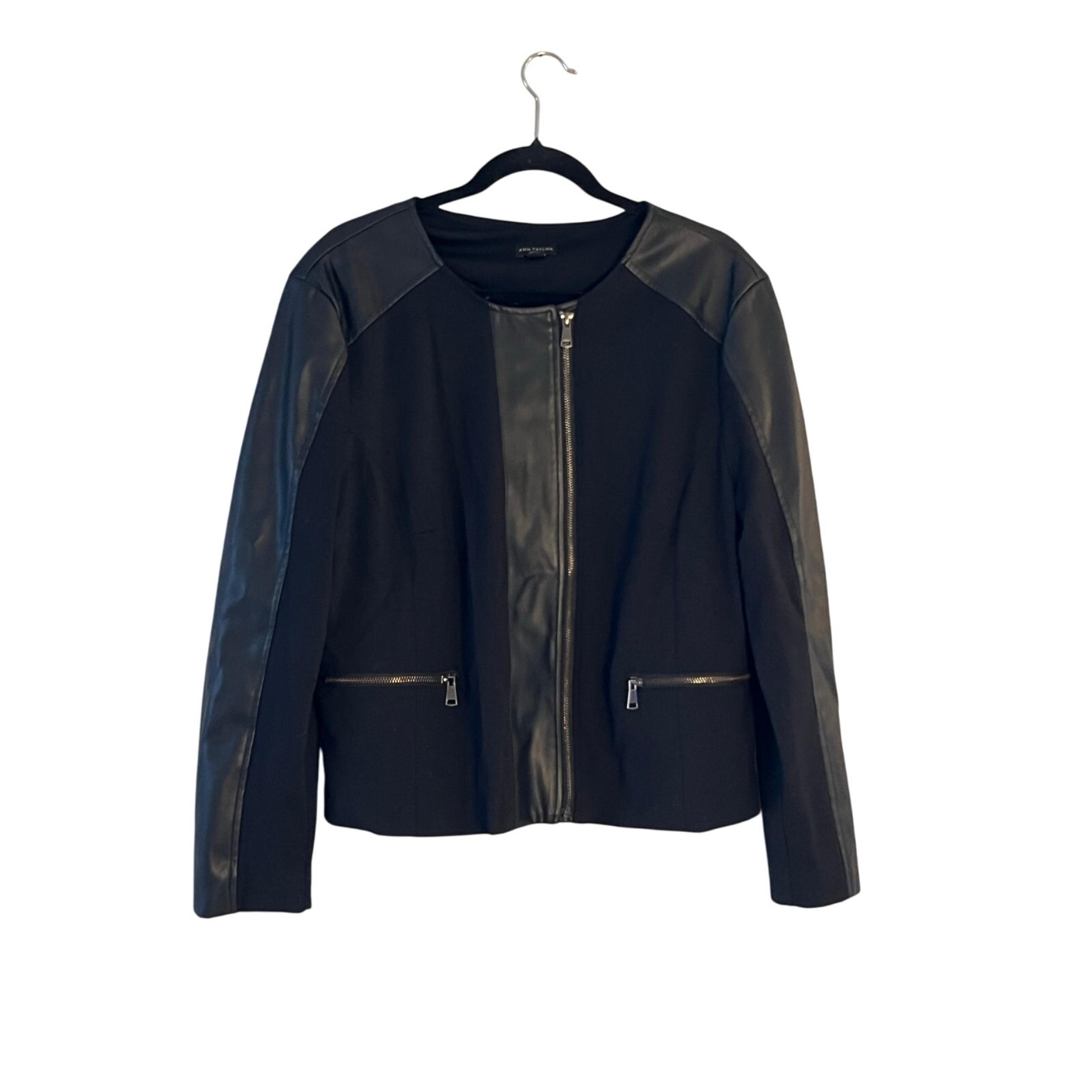 Ann Taylor Factory Faux Leather Trim Jacket, Size XL