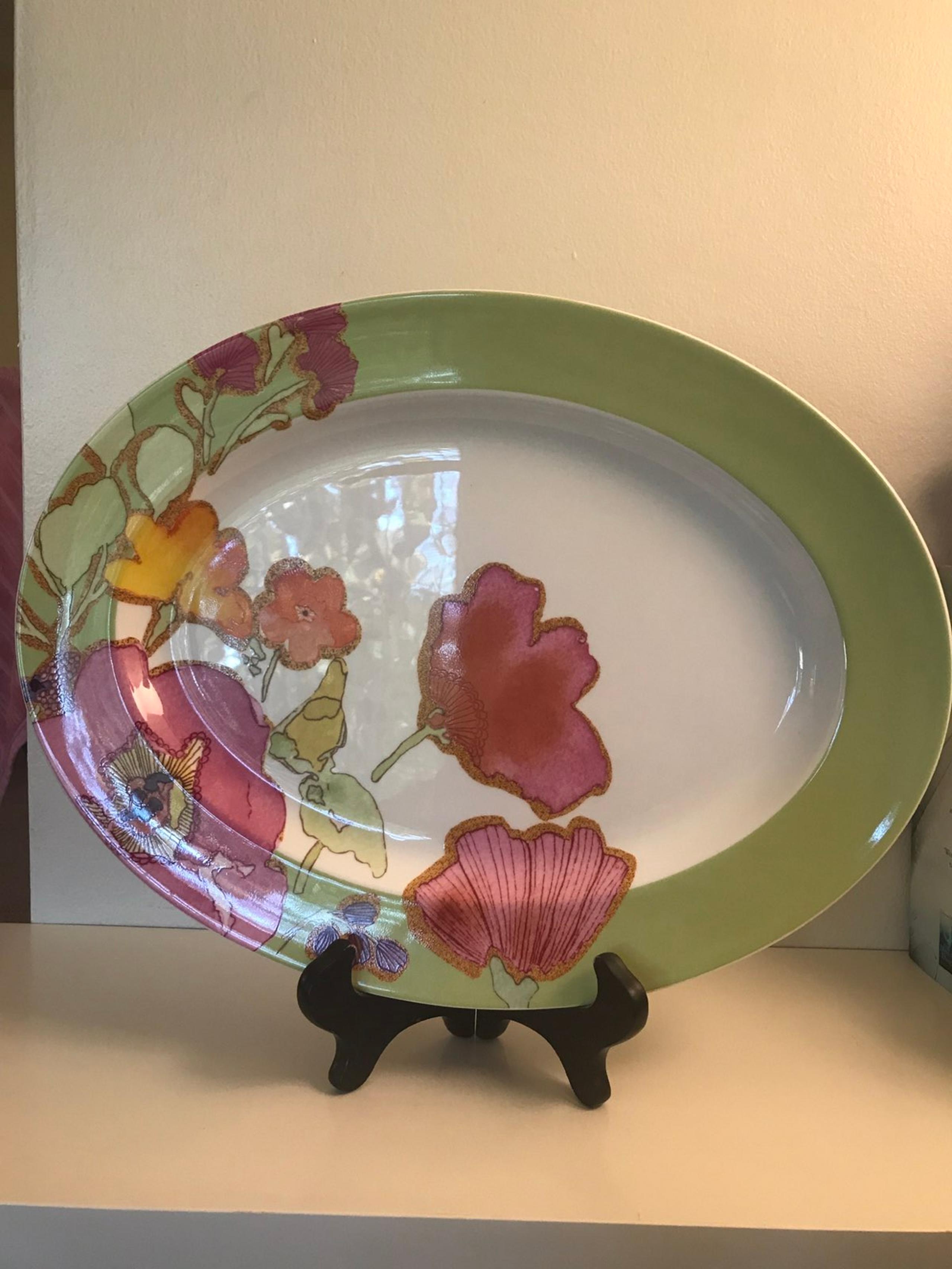 LENOX FLORAL FUSION 16" OVAL SERVING PLATTER - 16 X 12.5"