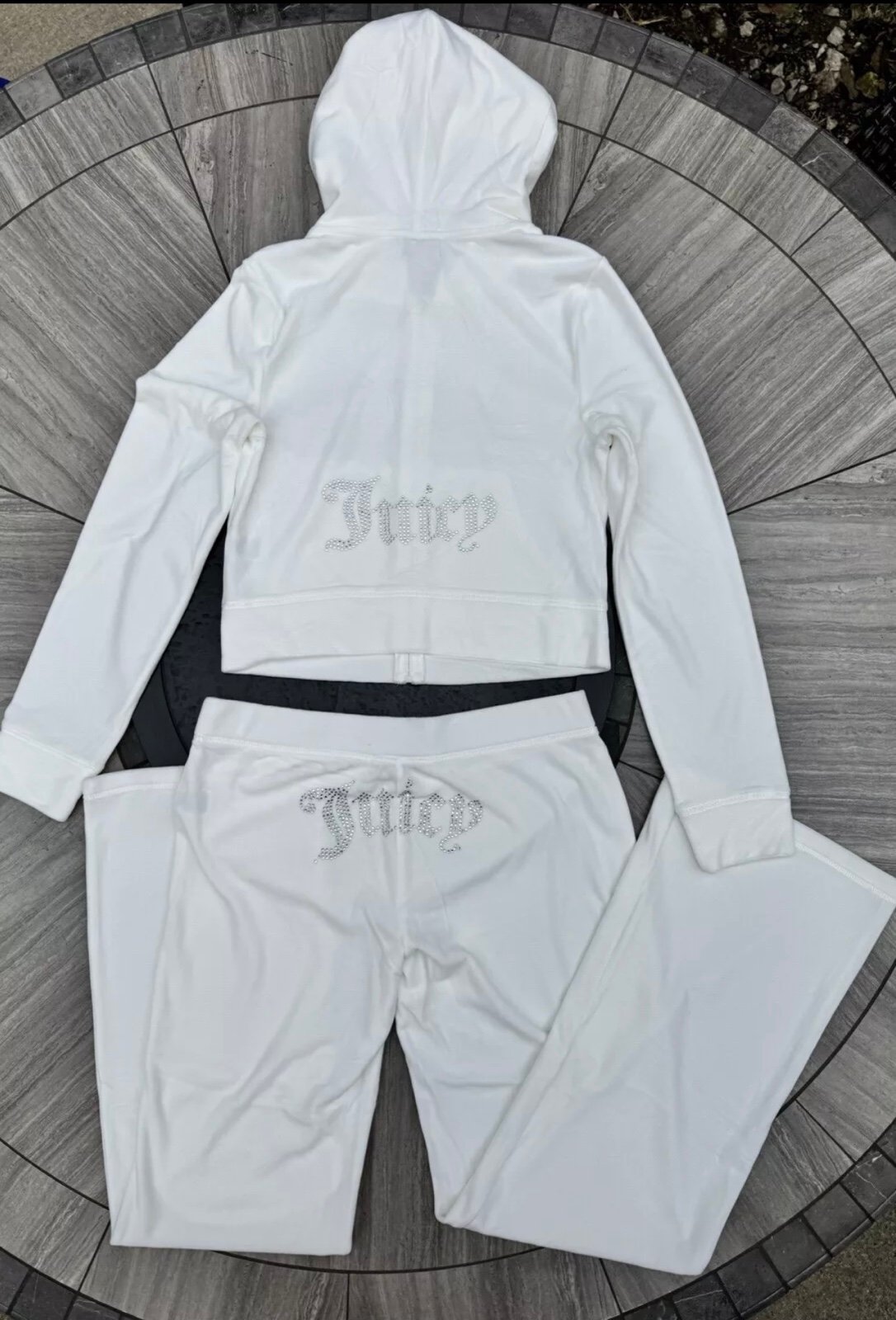 Juicy Couture Tracksuit Velour Hoodie & Pants SODA CREAM Size SMALL!
