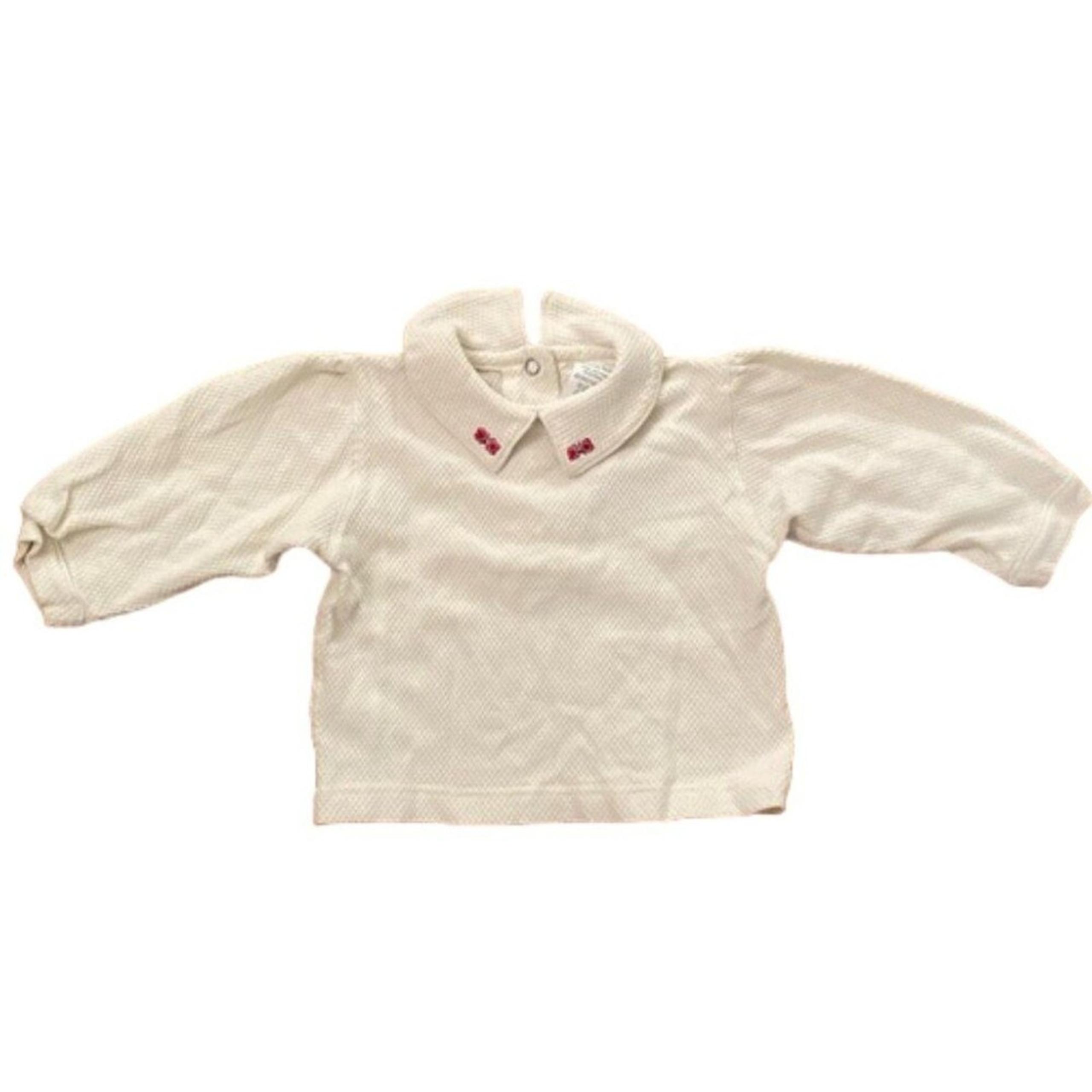 Healthtex Cream Waffle Knit Cotton Shirt Baby Size 12 Months Collar Long Sleeves