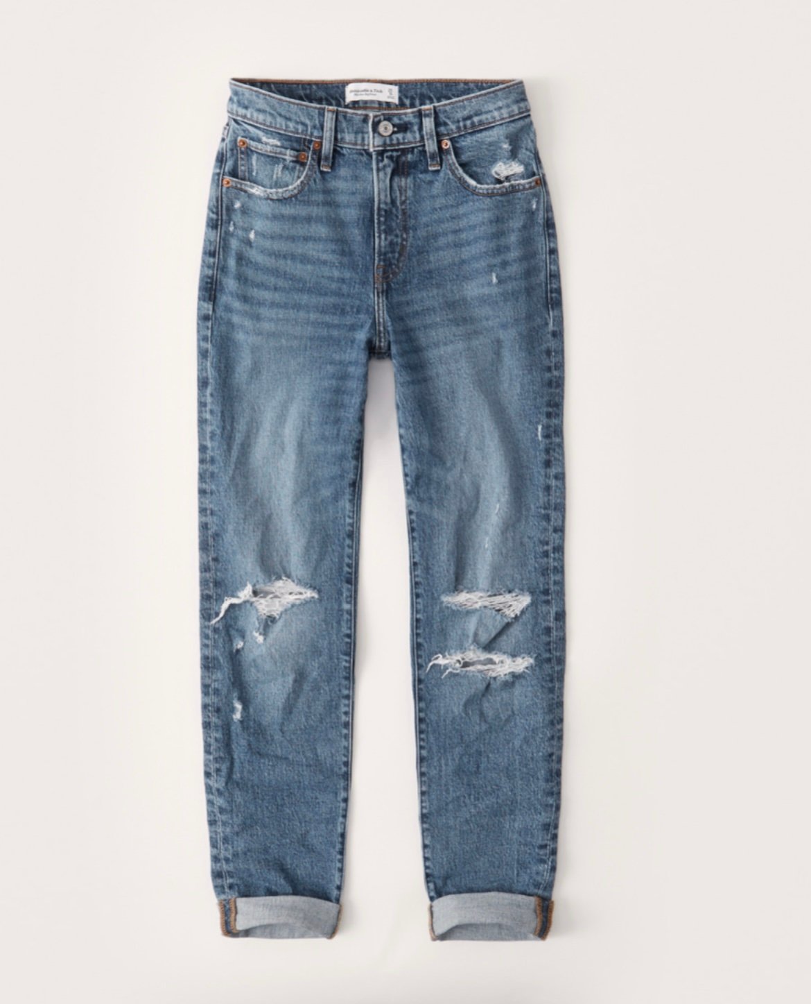 Abercrombie & Fitch ripped mid rise boyfriend jeans medium wash size 2 aka 26