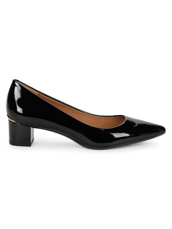 Calvin Klein Genoveva Black Patent Leather Modest Block Heels Women's 9