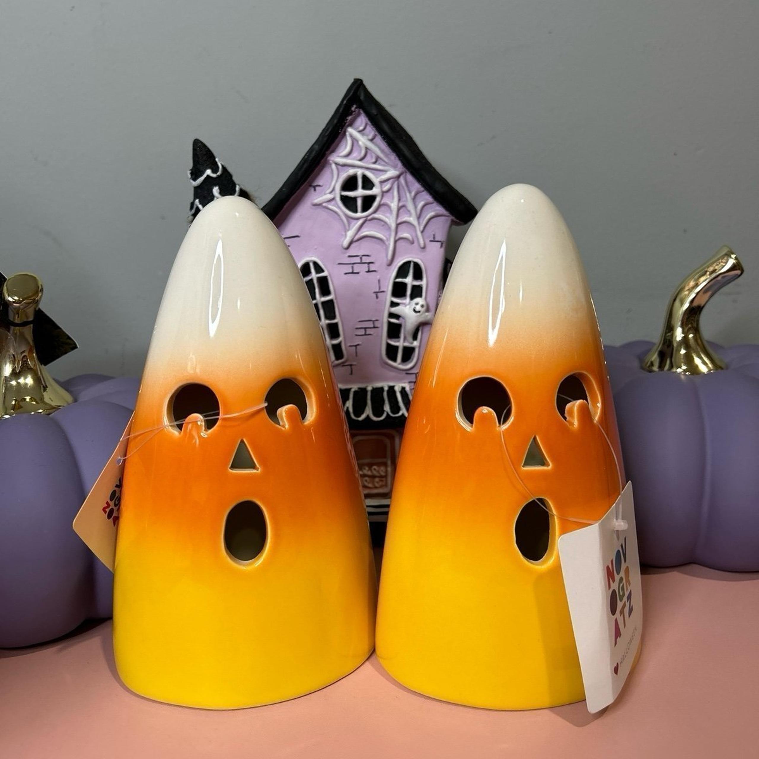 Halloween Light Up Candy Corn Jack o Lantern x 2