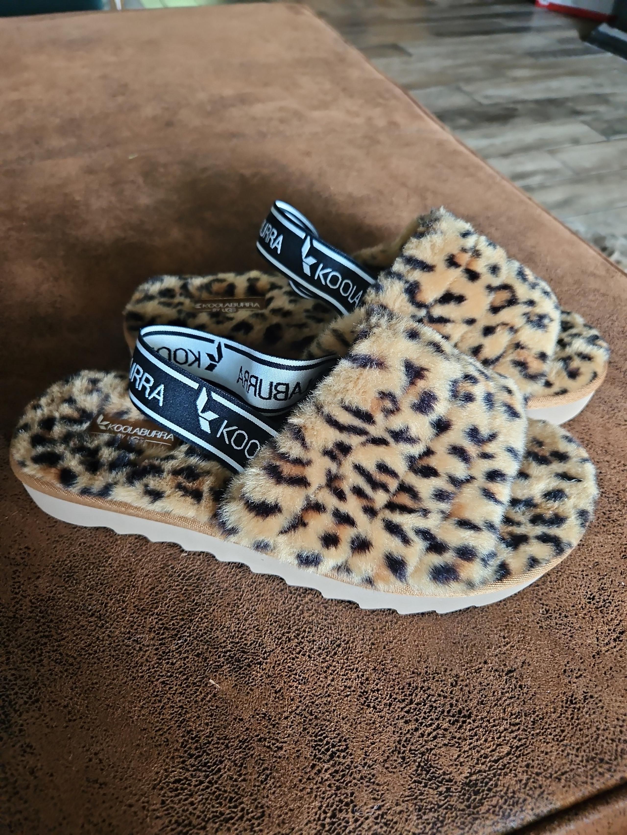 Koolaburra UGG Fuzz'n II Slipper Backstrap Slide Cheetah Faux-Fur Sandals