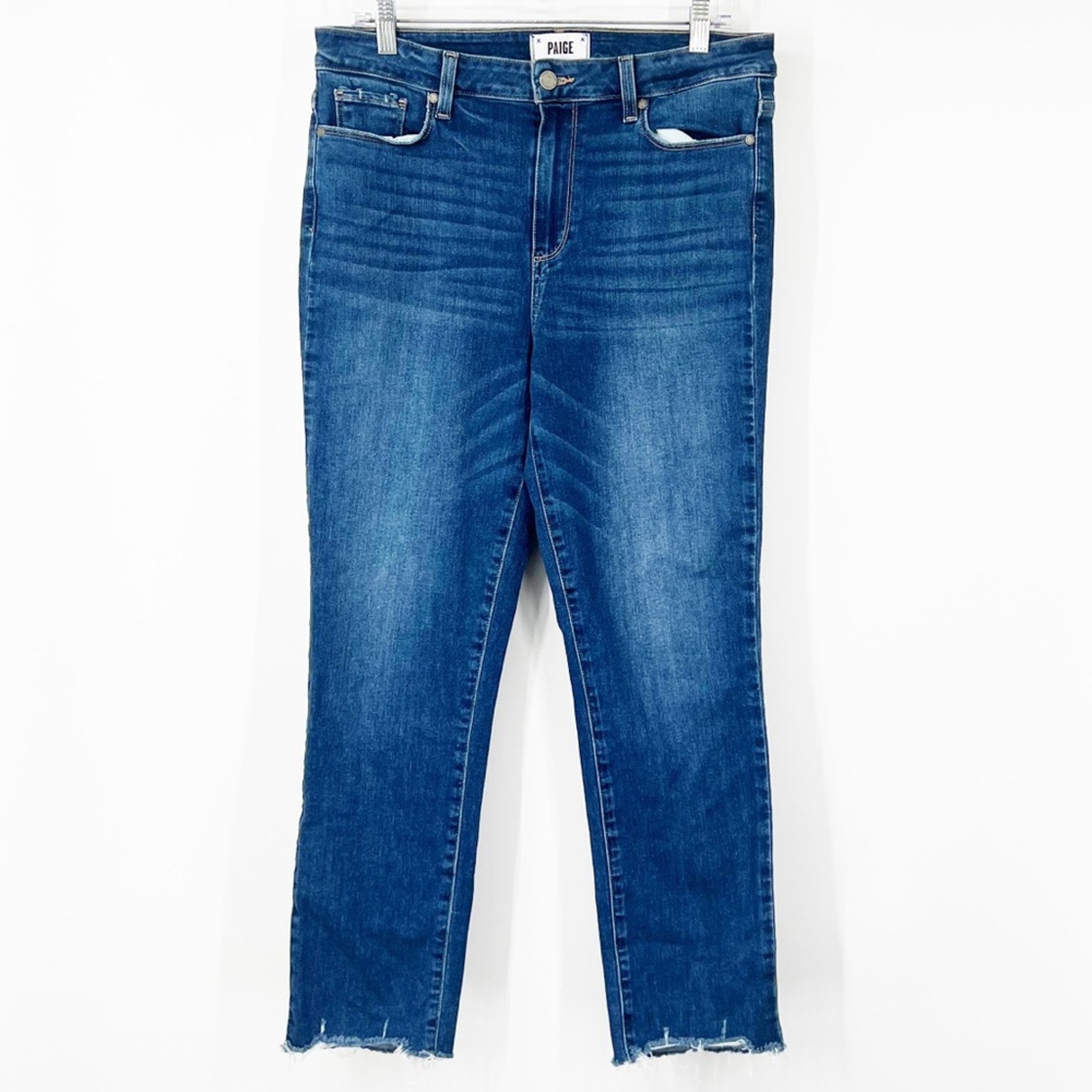 Paige Hoxton Slim Jeans Raw Hem Adanah Distressed High Rise