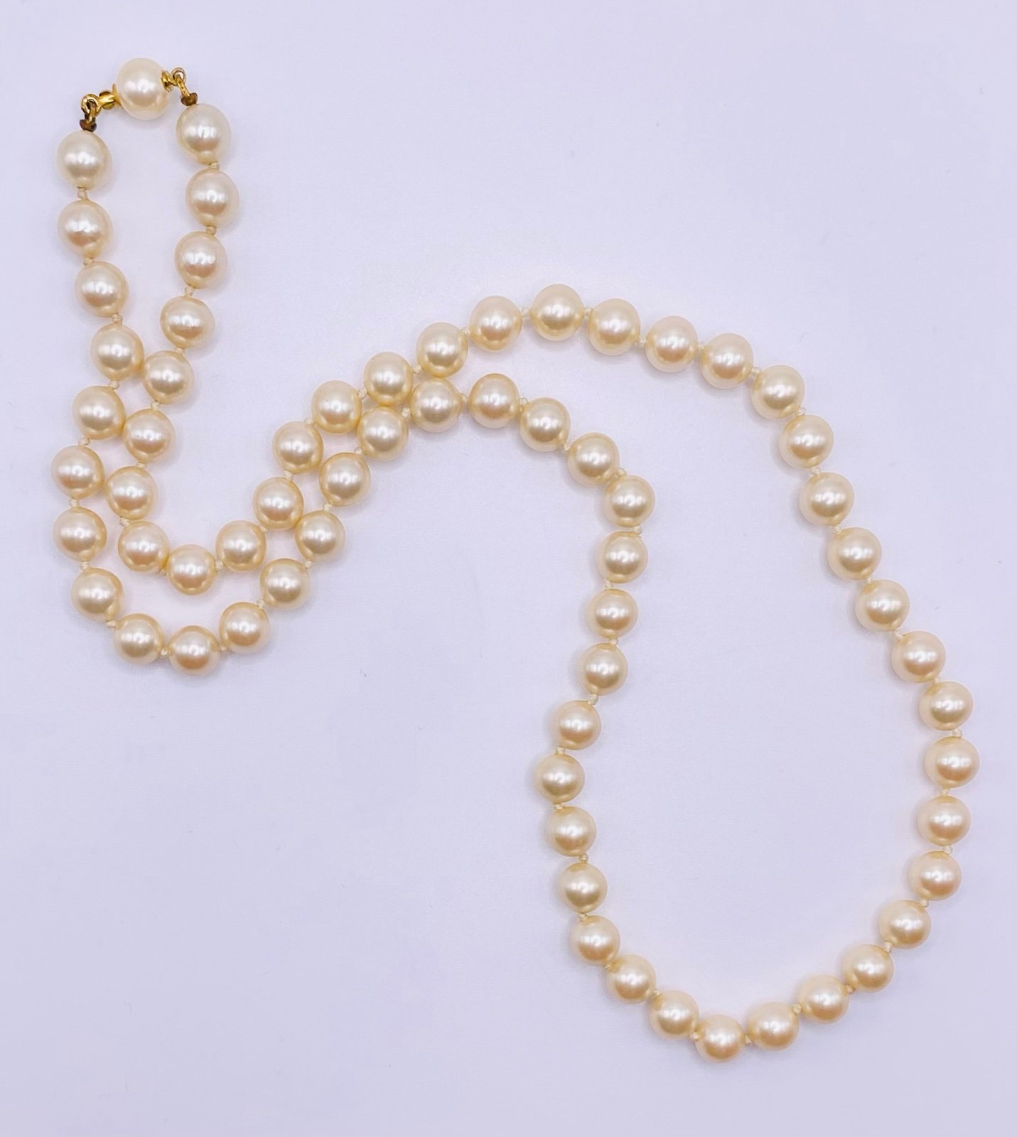 Vintage Hand Knotted Glass Pearl Necklace