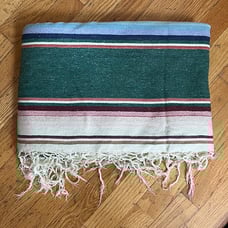 Mexican 1940's ? Vtg Wool Cotton Stripe Saltillo Serape Blanket 62X91 Multicolor