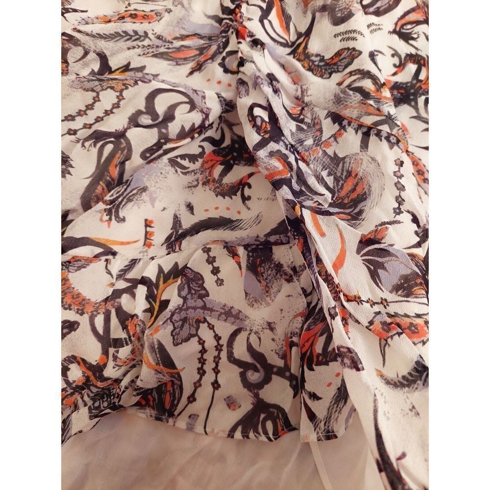 NEW! IRO Langurspe Ruffled Boho Print Dress Ecru Sz US 10 775