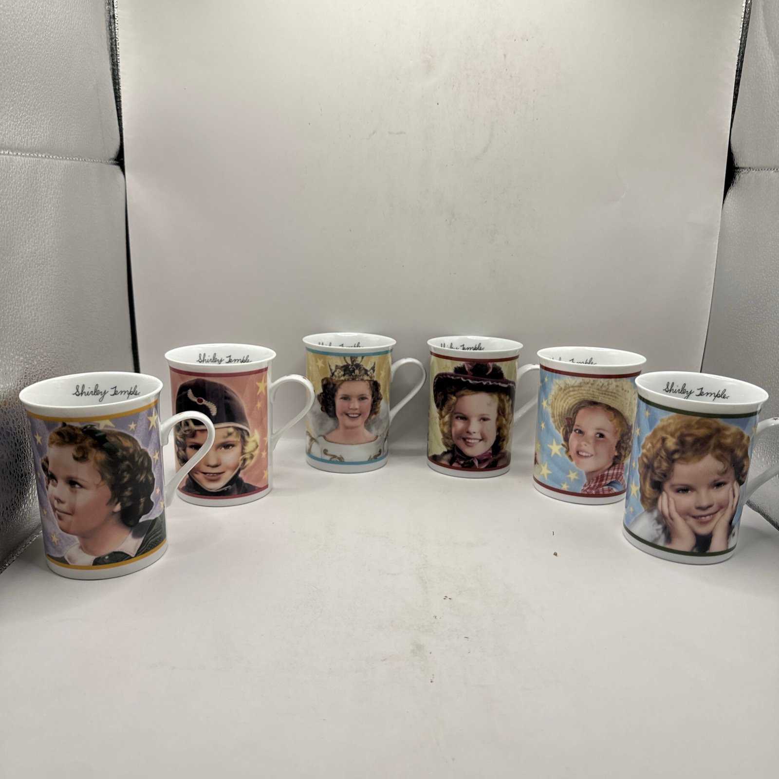 6 SHIRLEY TEMPLE MOVIES DANBURY MINT COLLECTORS PORCELAIN COFFEE MUGS SET 6