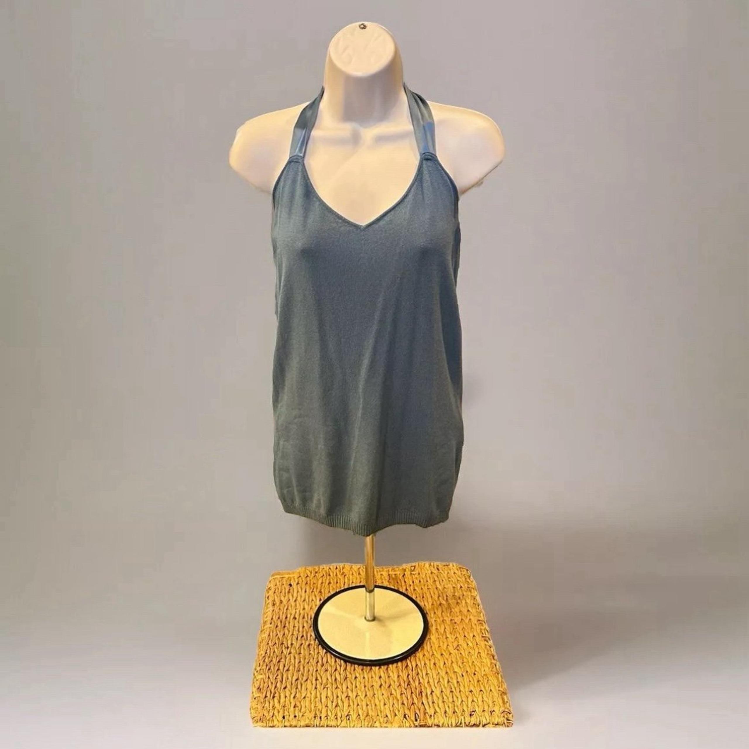 Liz Lange The Collection Maternity Blue Knit Halter Top Ribbon Tie Womens Size 3