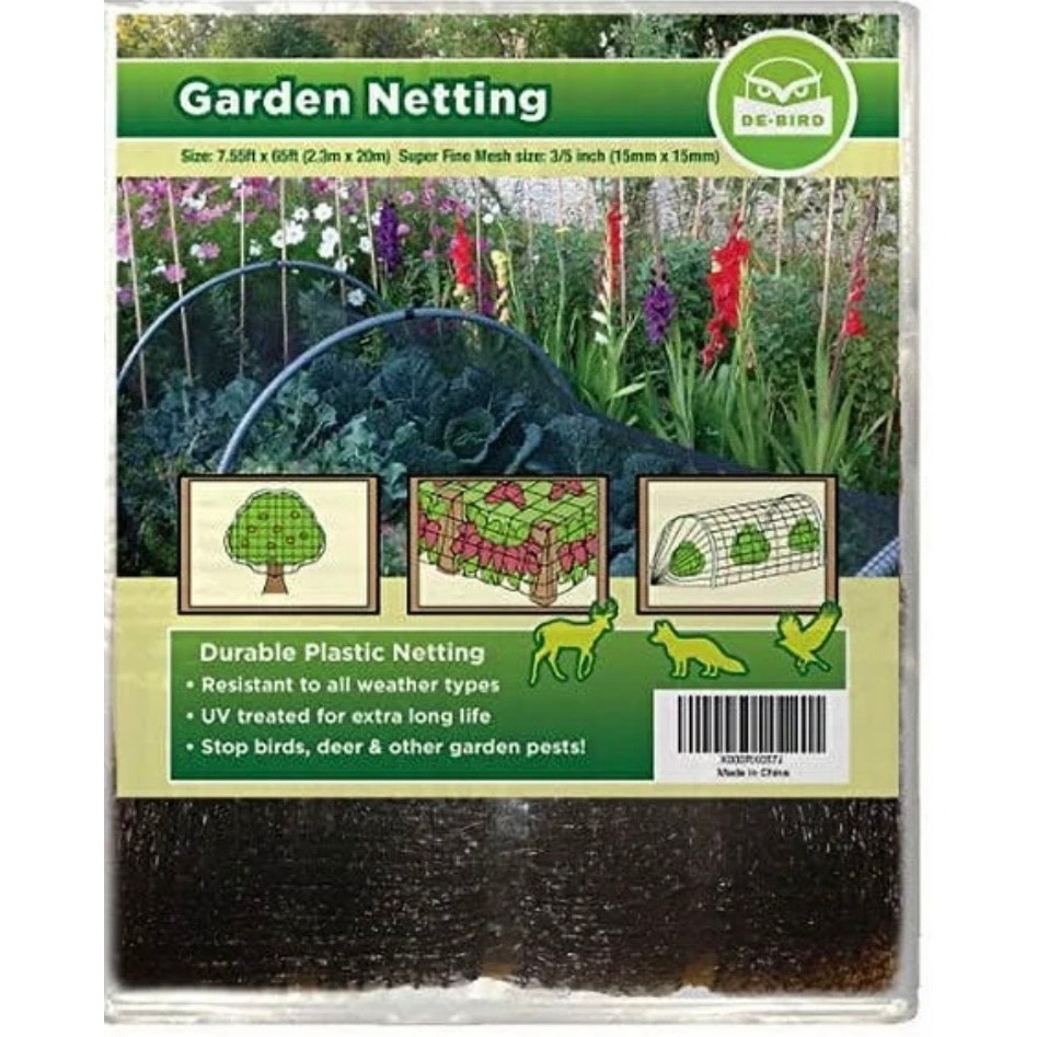 De-Bird Garden Netting 7.65’ x 65’ Black Super Fine Mesh for Trees, Garden, Pond