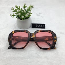 Leopard Frame Gradient Pink Lens Sunglasses