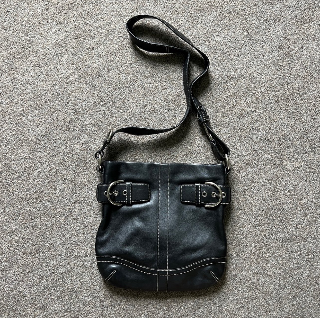 Vintage Coach Soho 1452 Crossbody Shoulder Bag Soft Black Leather w Dust Bag Y2K