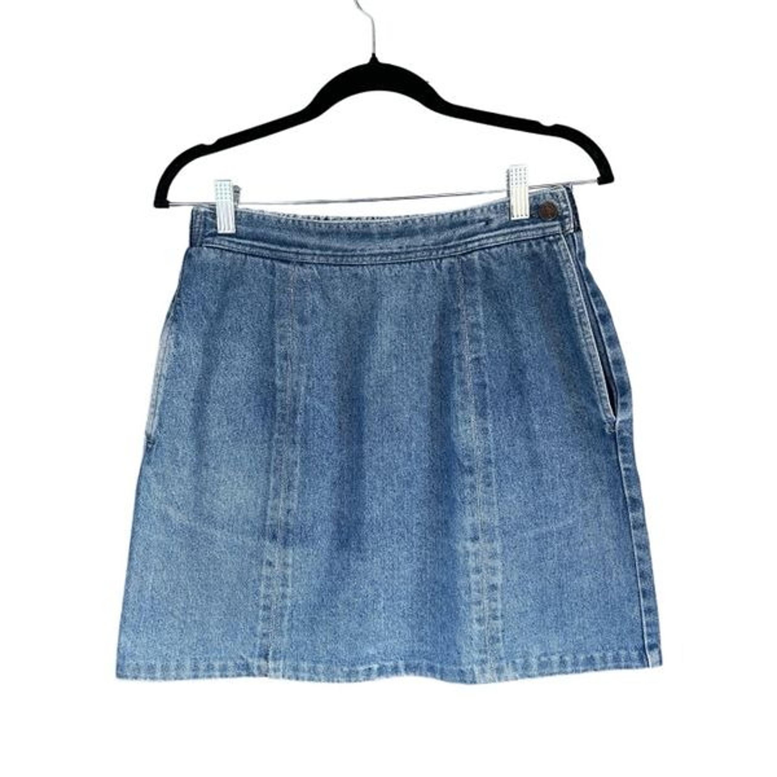 VTG Sasson Rodeo Denim A Line Mini Skirt Blue Size 12