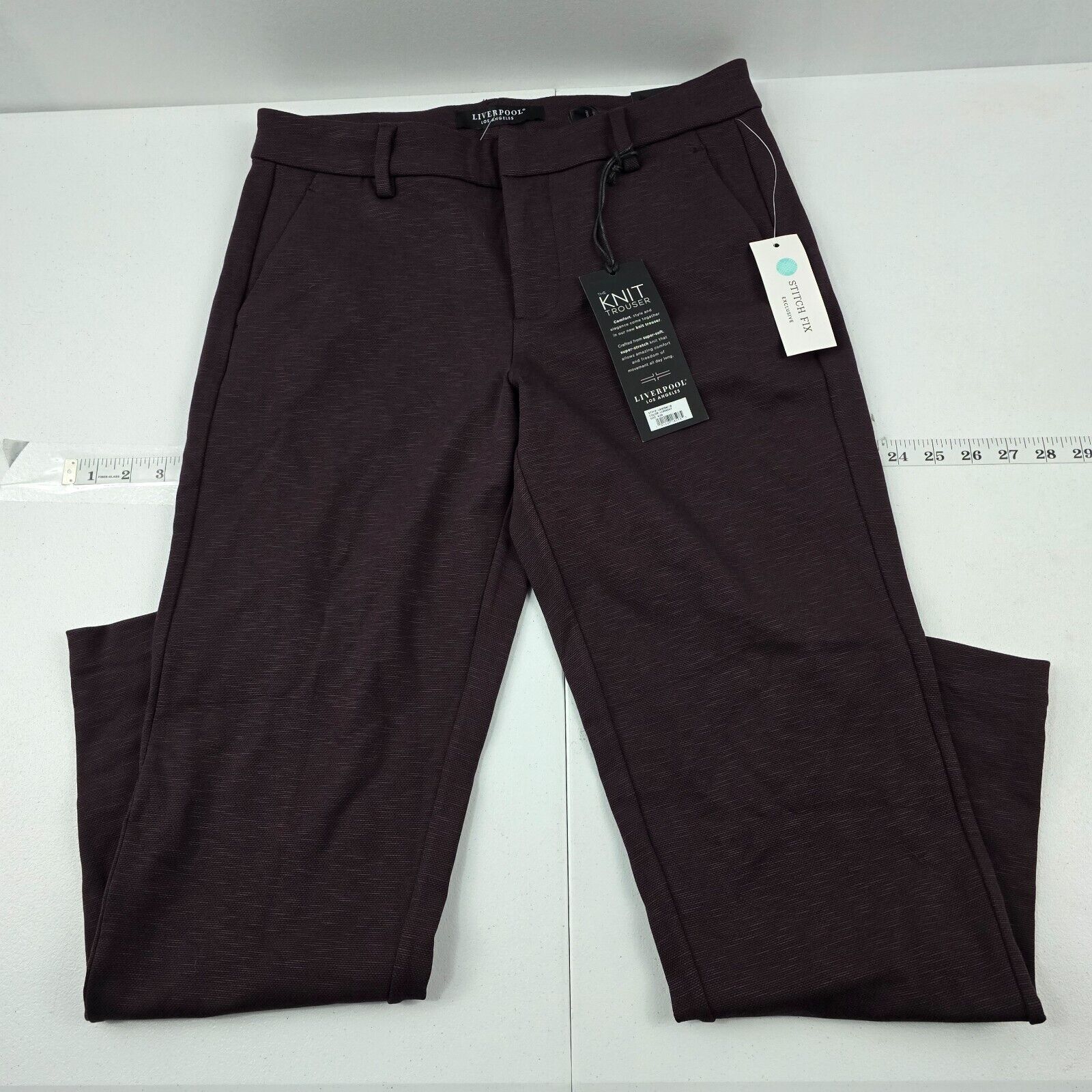 Liverpool jeans the knit trouser straight pants womens burgundy 8/29 4718 NWT