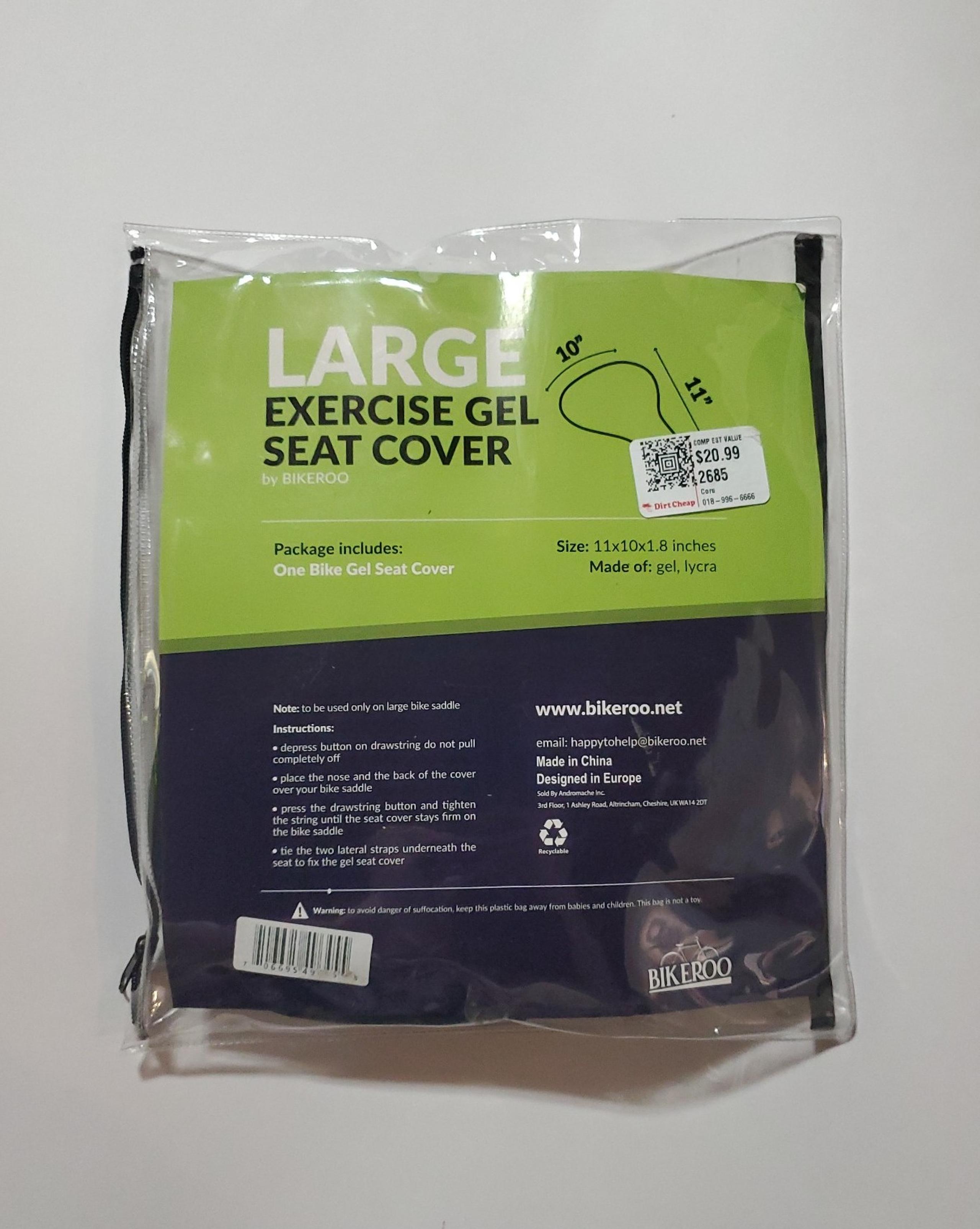 NEW Bikeroo Bike Gel Seat Cover Cushion-Large 11x10x1.8 inch.   A20