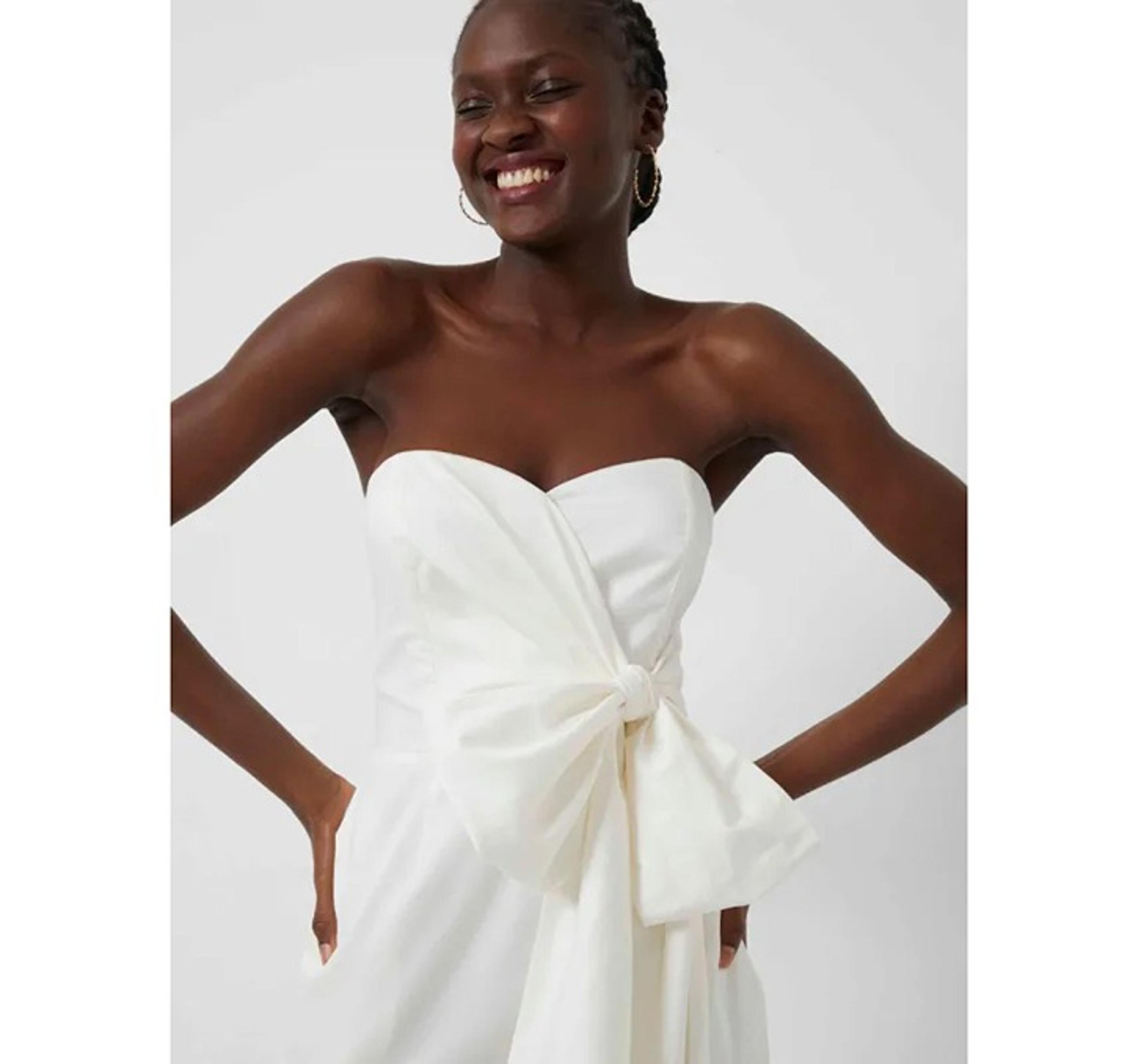 French Connection Florida Summer Side Bow Dress White