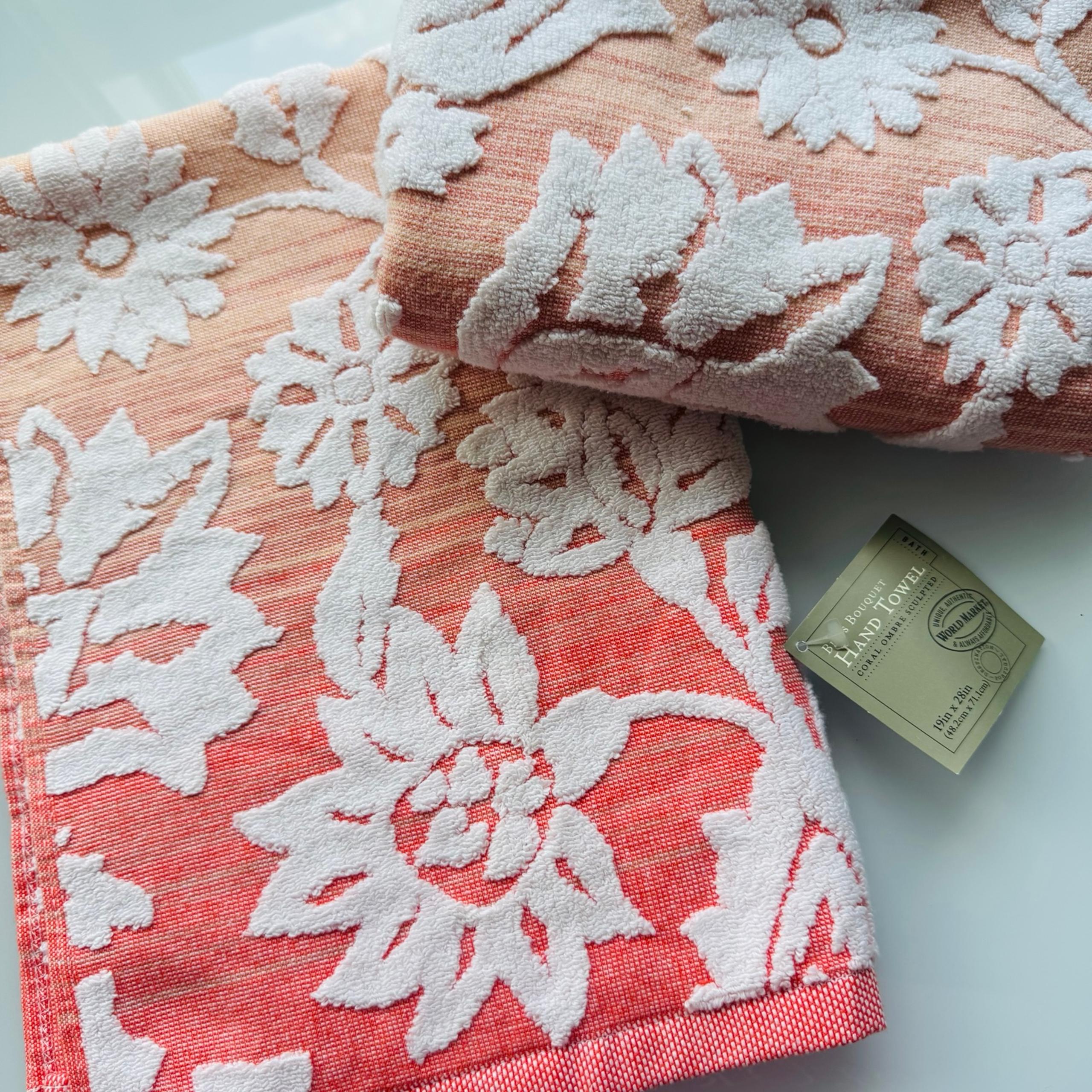 Two New Sculpted Coral Ombre Hand Towels
