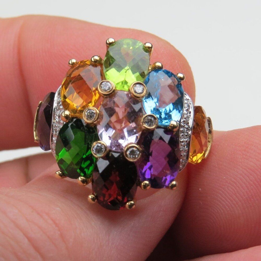 7500 14k Diamond Multi Gems Ring
