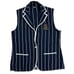 Lauren Ralph Lauren Vest L Blue Pinstripes Sweater Crest Gold Buttons Preppy
