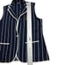 Lauren Ralph Lauren Vest L Blue Pinstripes Sweater Crest Gold Buttons Preppy