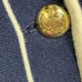 Lauren Ralph Lauren Vest L Blue Pinstripes Sweater Crest Gold Buttons Preppy