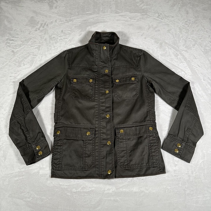 J. Crew Relaxed Boyfriend Women Jacket Military Style Zipped Snap Closure Sz XS