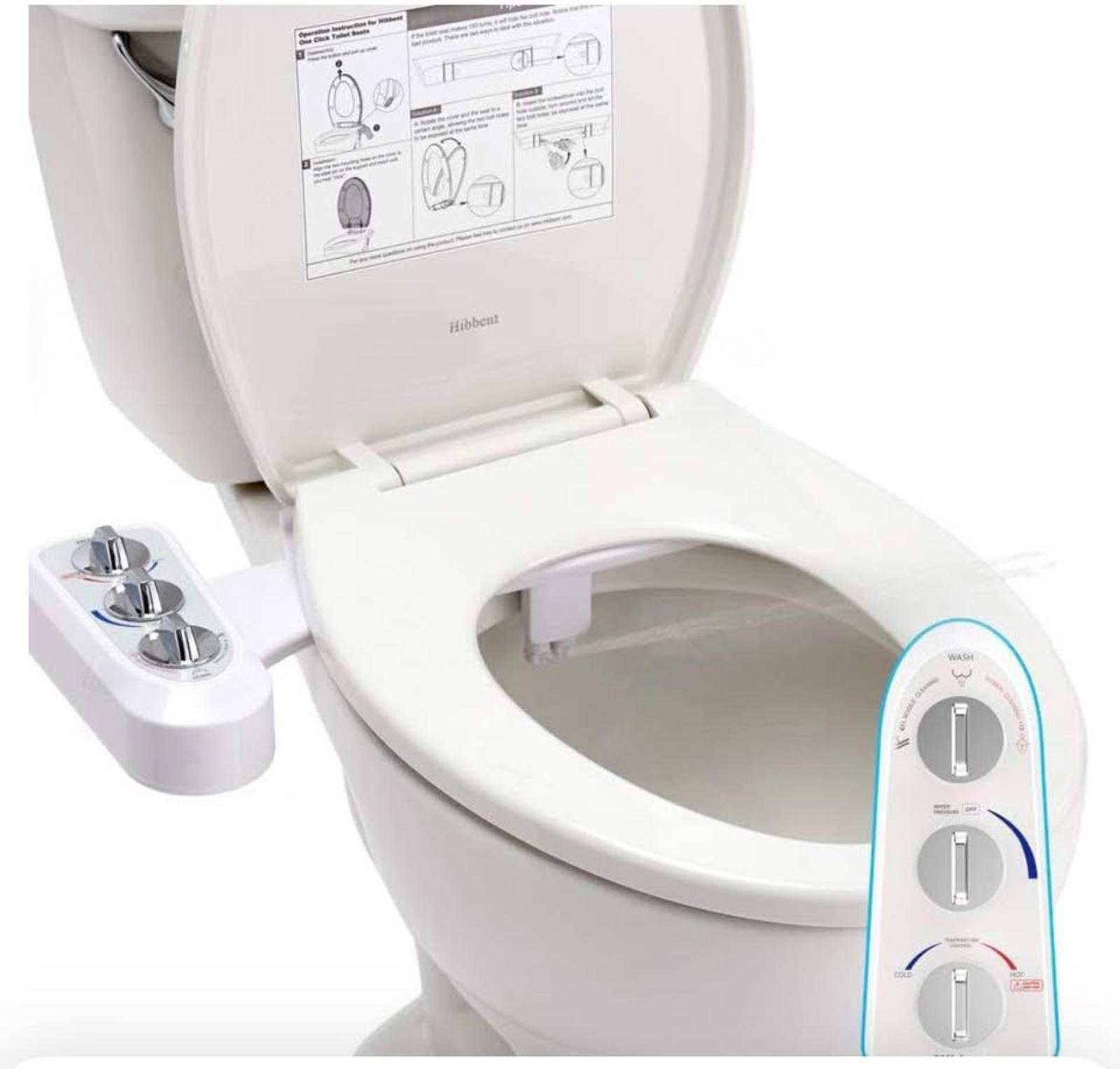 Hibbent Non-Electric Toilet Seat Bidet with Dual Nozzle