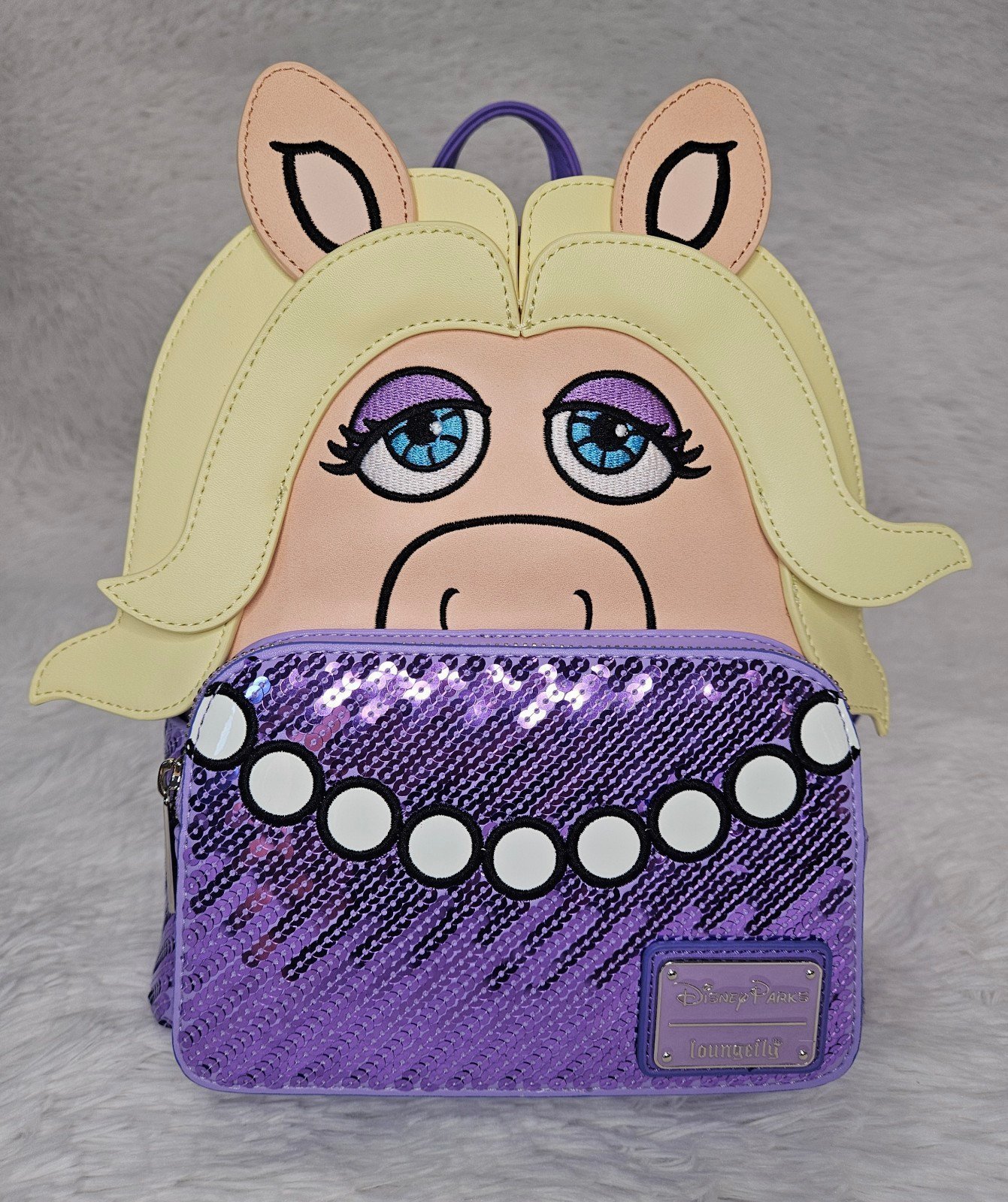 Loungefly Disney Parks Muppets Miss Piggy Sequin Cosplay Backpack