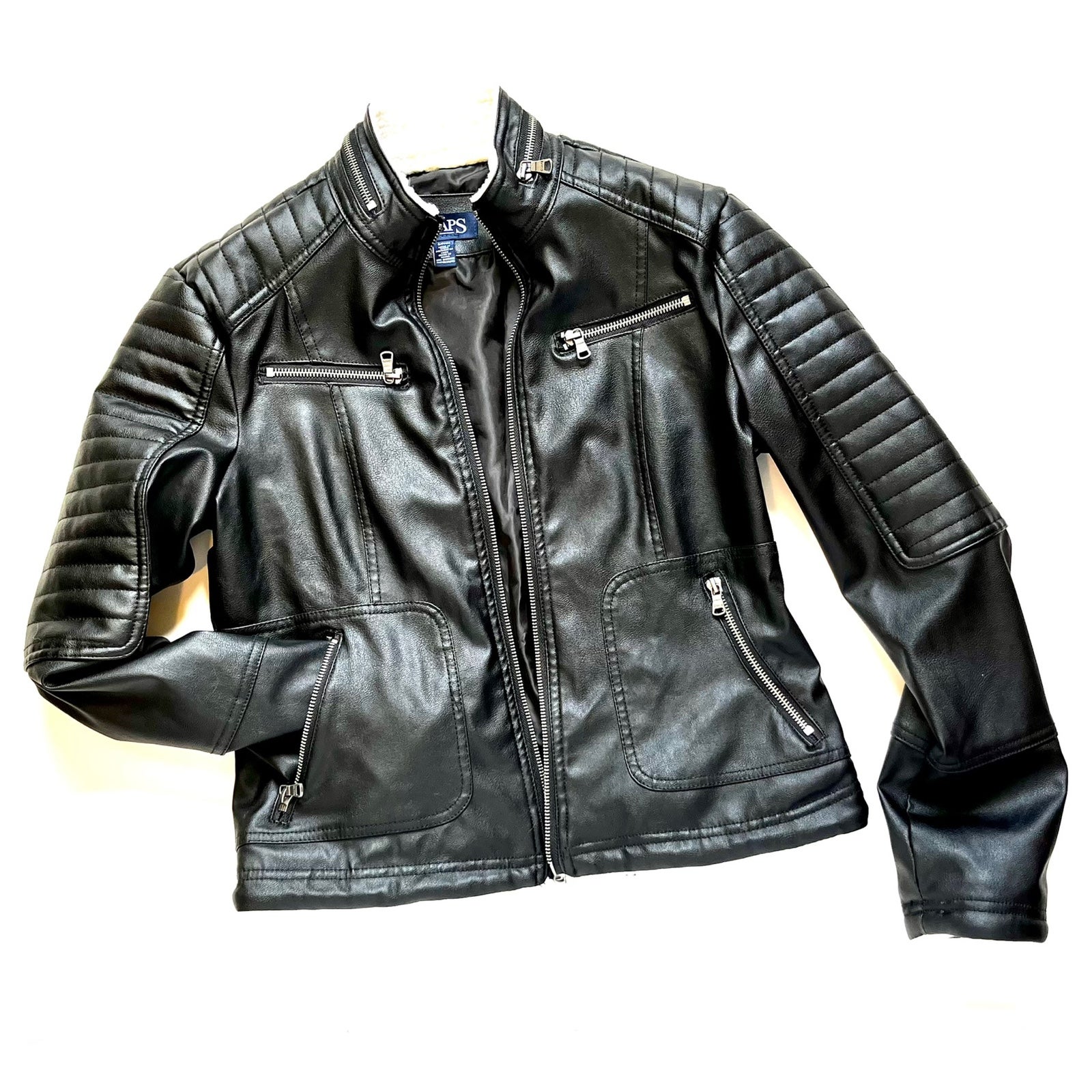 Chaps Womens Motorcycle Faux Leather Jacket