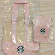 [ NWT ] Starbucks Taiwan 2023 Sakura / Cherry Blossom Mini Tote Bag + Cup Sleeve