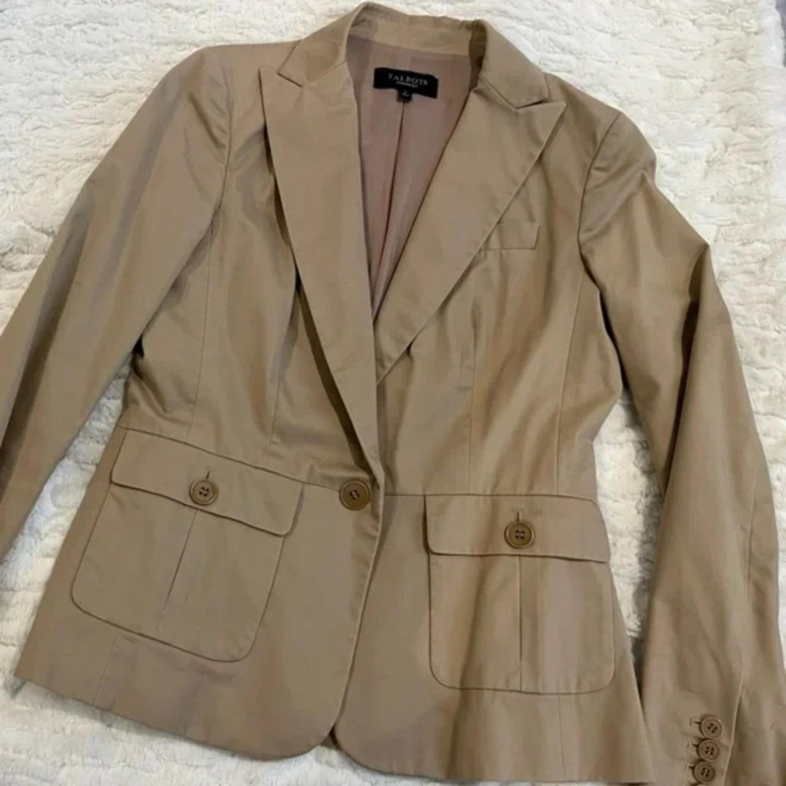 Talbots Tan Blazer Suit Jacket Coat Women's Size 12P