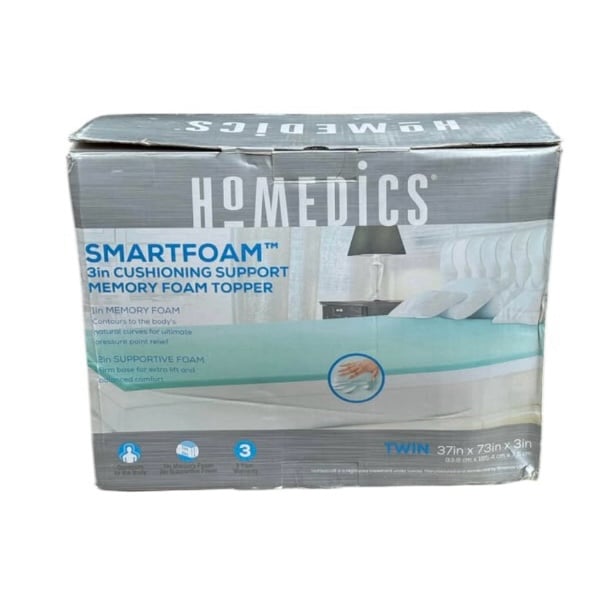 Homedics Smart Foam 3in Cushioning Memory Foam Topper - Size Twin