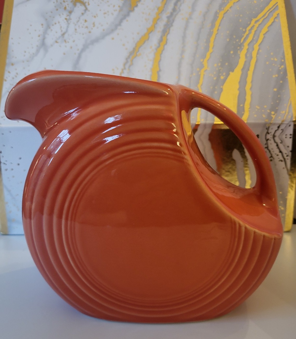 Vintage Pristine Piece Fiestaware Persimmon Water Pitcher Imprint, No H
