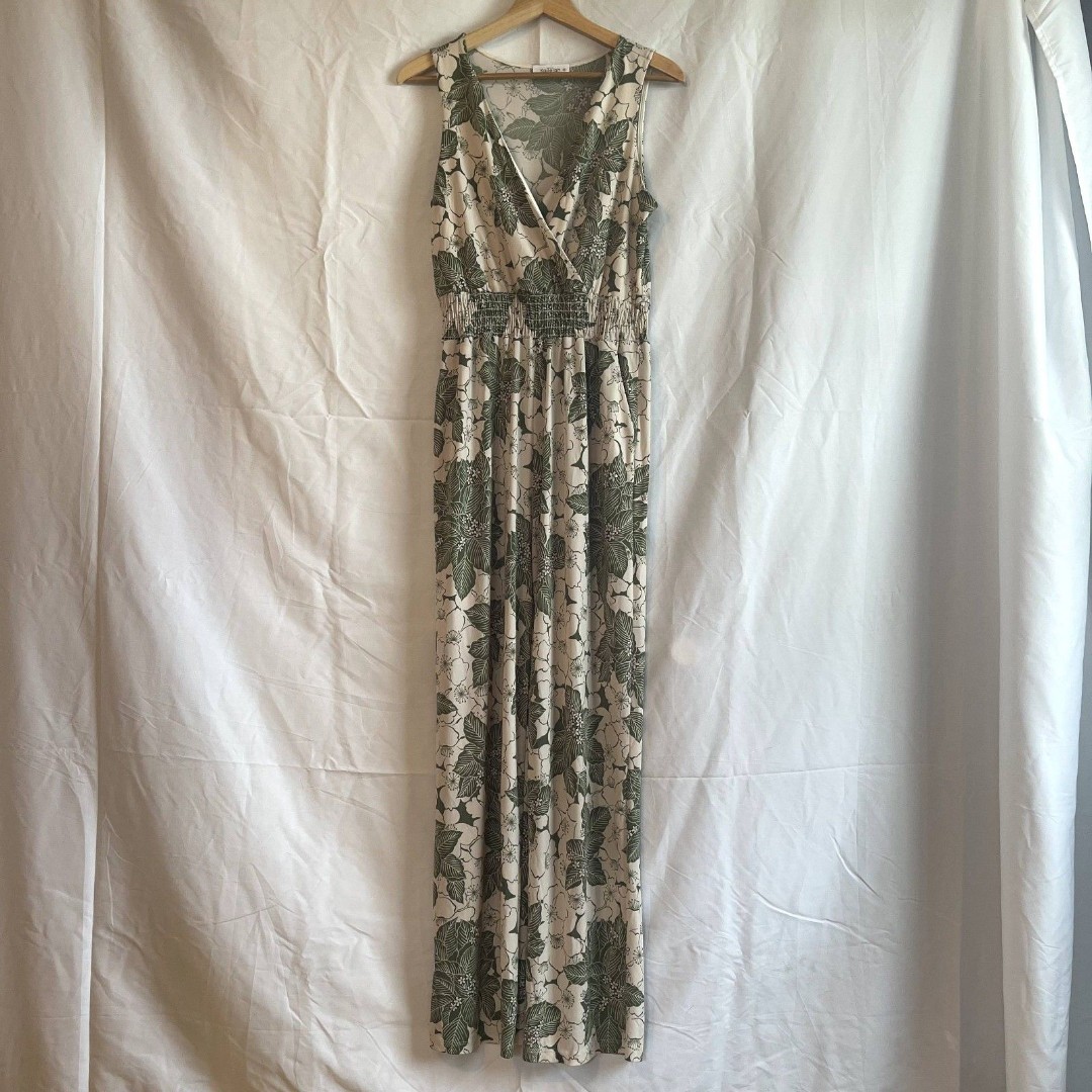 Kaileigh | Women's M, Surplice Smocked Jumpsuit, Wide Leg, Floral