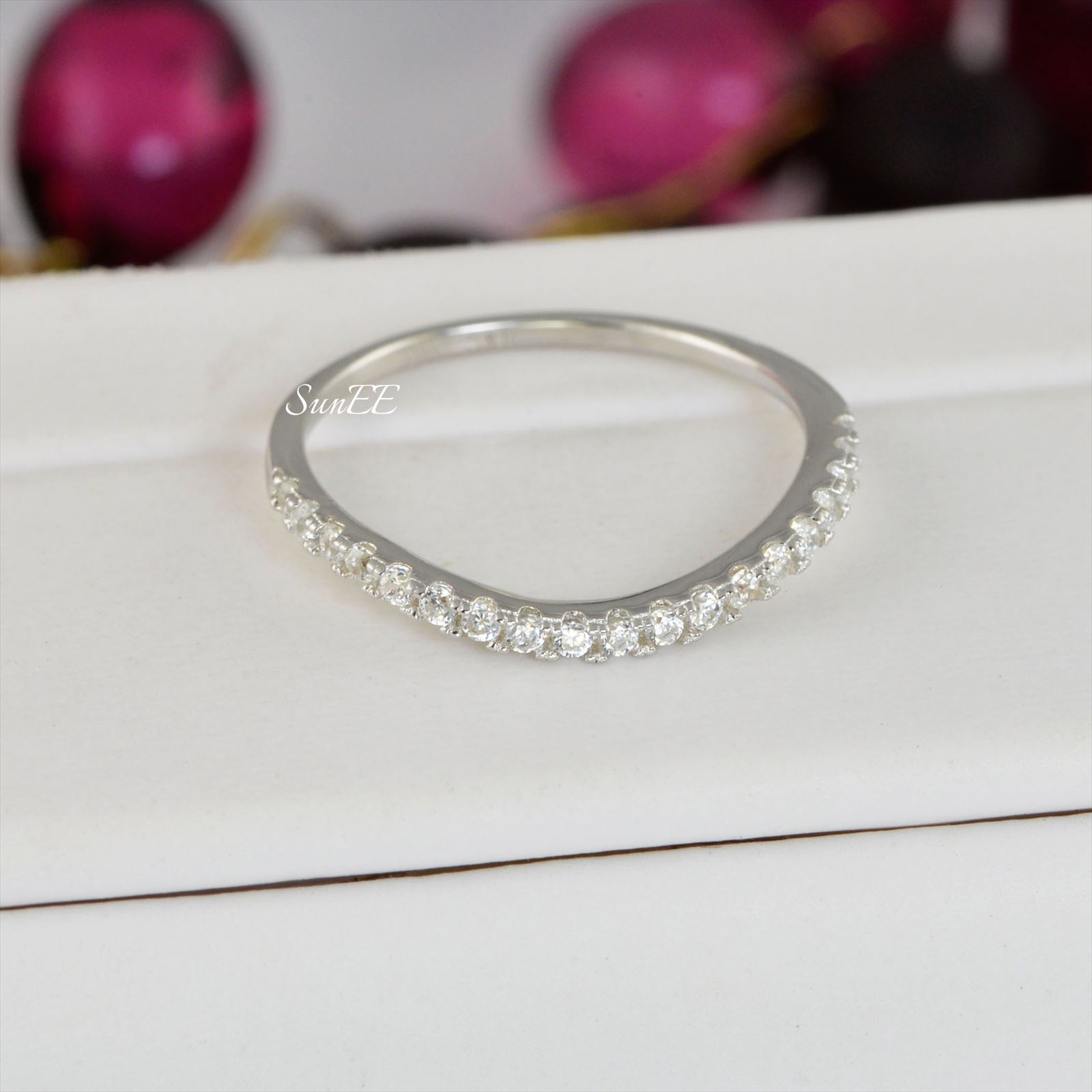 New Real 925 Eternity Wedding Band Ring