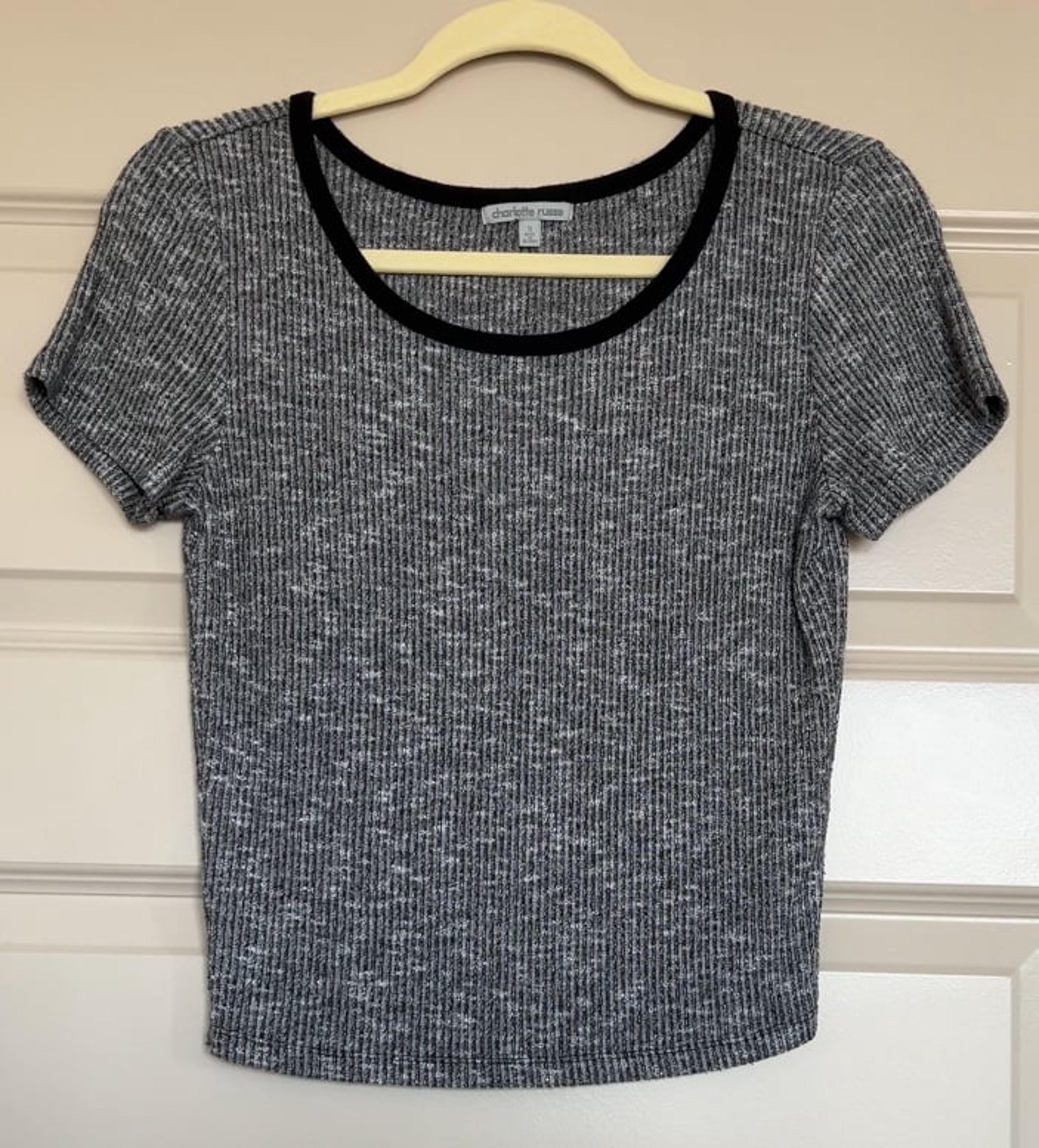 Grey ribbed T-shirt Charlotte Russe Small