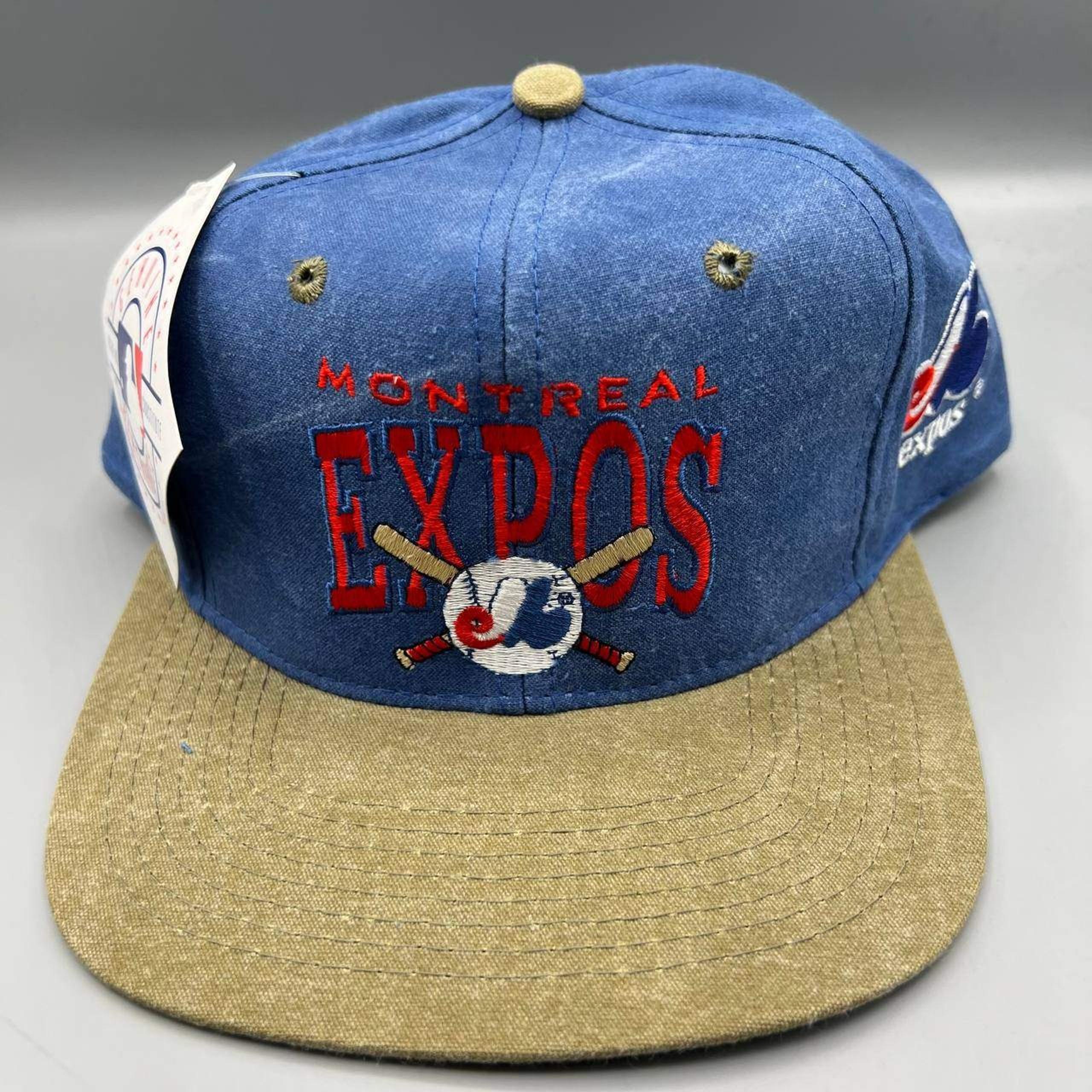 Vintage Montreal Expos Hat Men Blue Brown Signatures MLB Snap Back Cap New