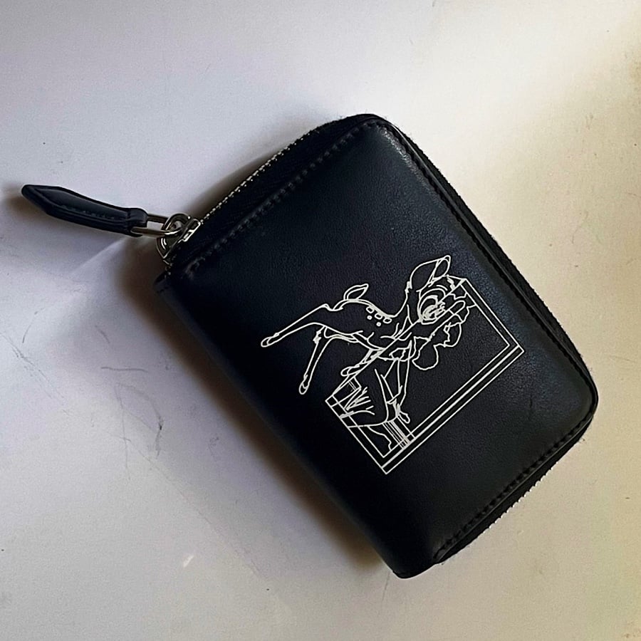 Givenchy Black Lambskin Leather Shark Tooth Compact Wallet
