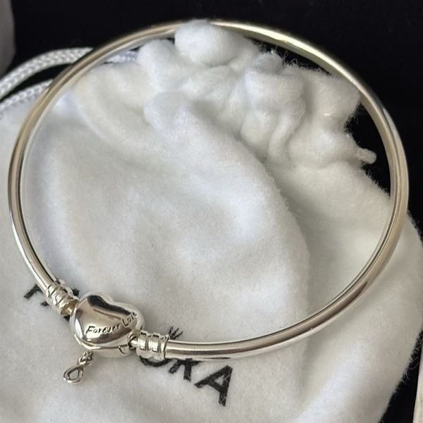 NEW Pandora Sterling Silver 925 Infinity Heart Clasp Bangle Bracelet