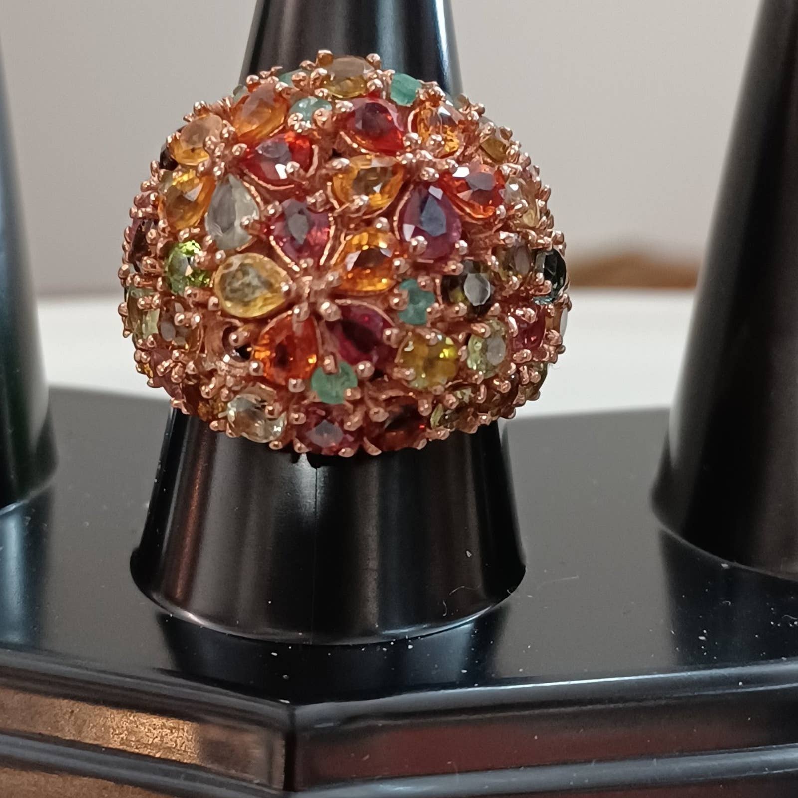STERLING SILVER SAPPHIRES, RUBIES, EMERALDS RING SIZE 8