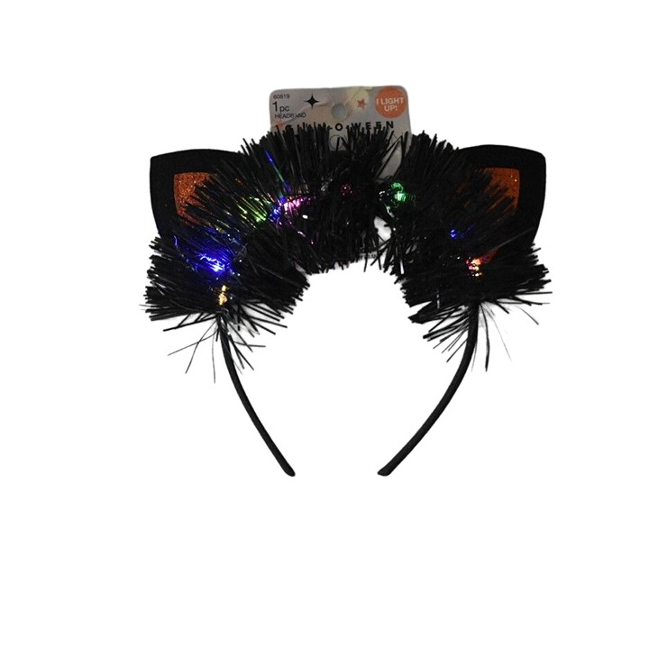 Scunci Glamoween Halloween Cat Ears Lights Up Headband Costume Party Black
