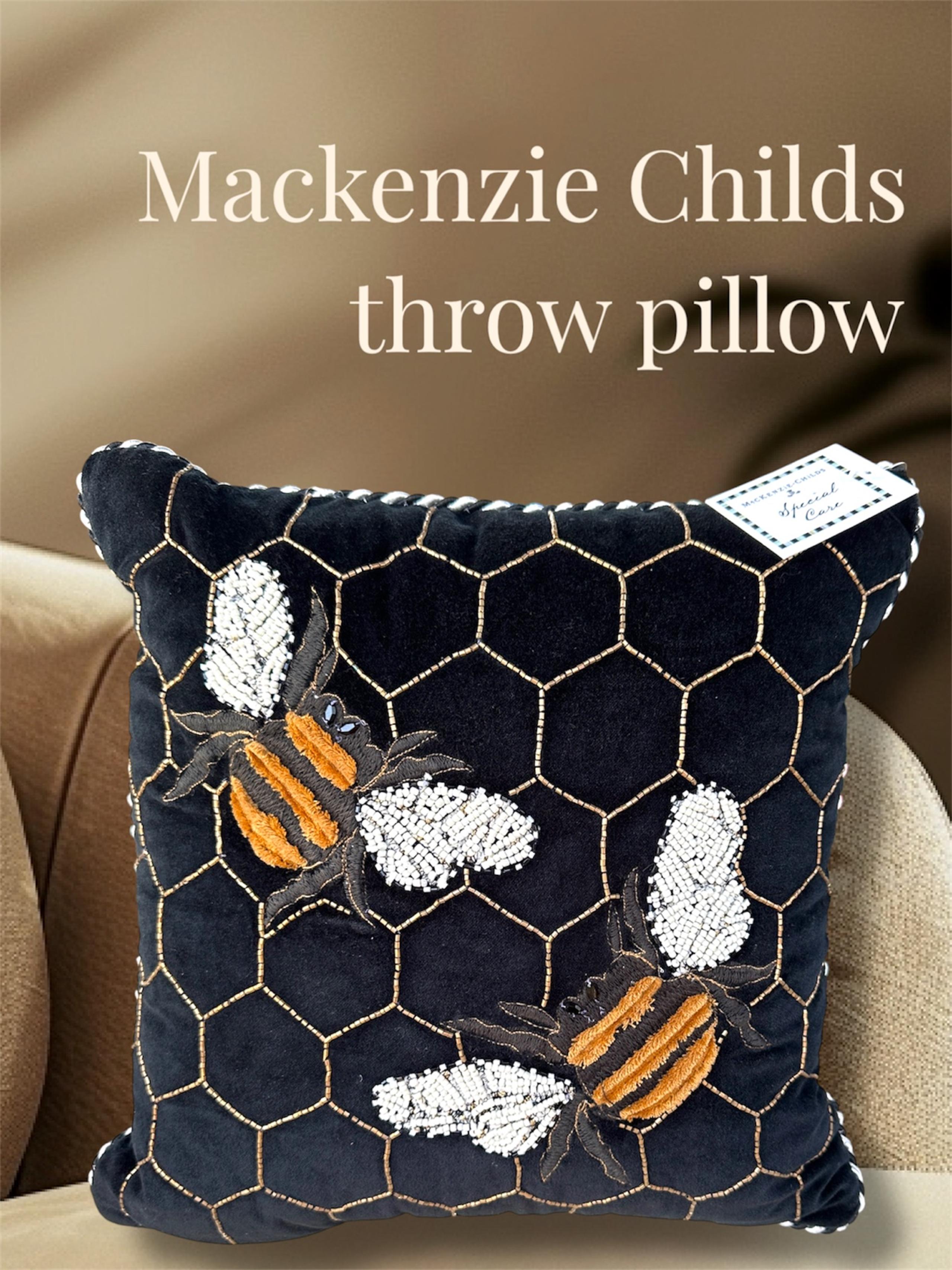 Mackenzie Childs Bumble Bee beaded throw pillow, NWT