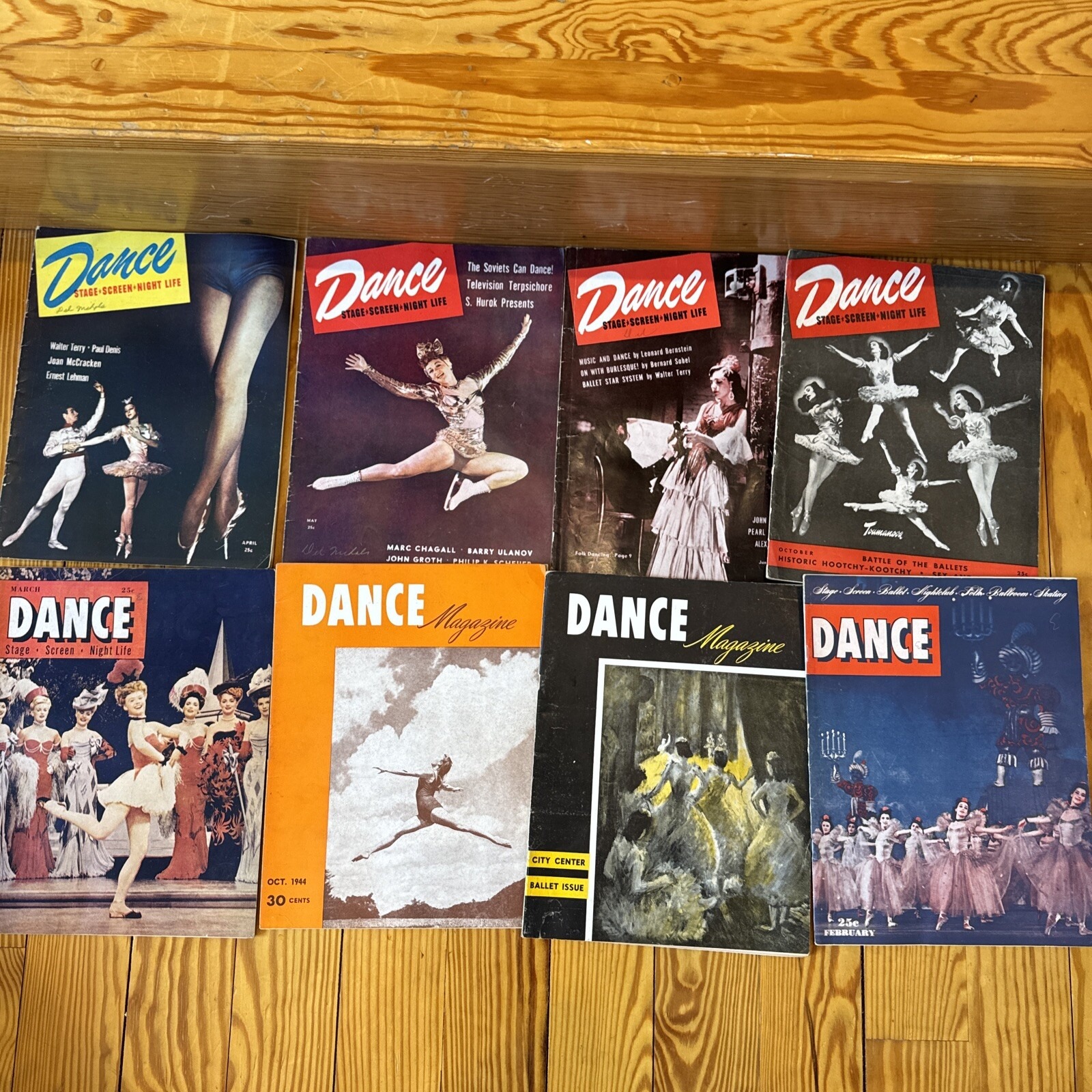VTG 1940s DANCE MAGAZINE Screen Stage Night Life Advertising Lot Of 8 RARE HTF