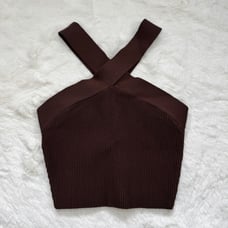 Aritzia Sculpt Knit Criss Cross Crop Top S - Brown