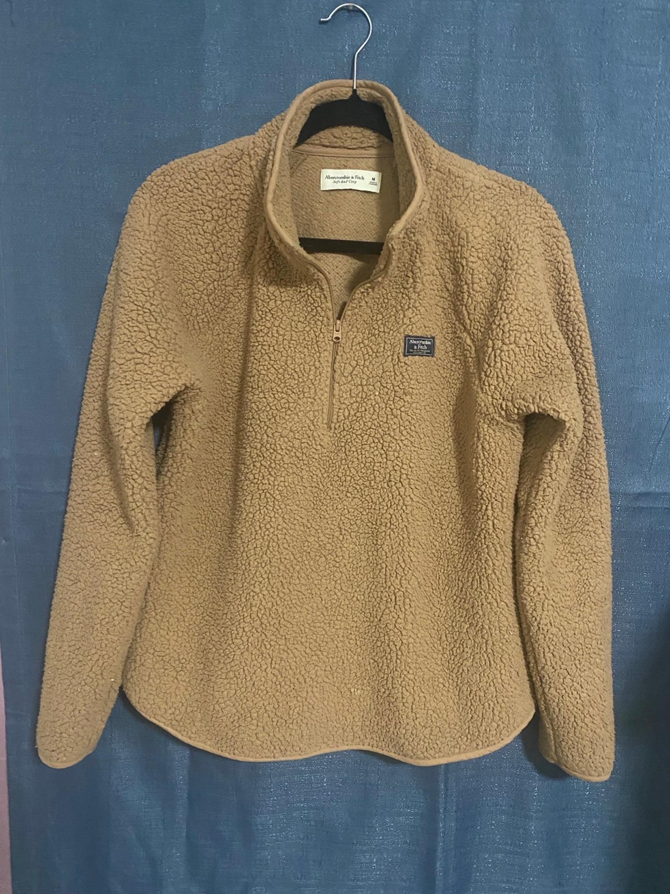 Abercrombie & Fitch Soft A&F Cozy Half-zip fleece top, Brown, Medium