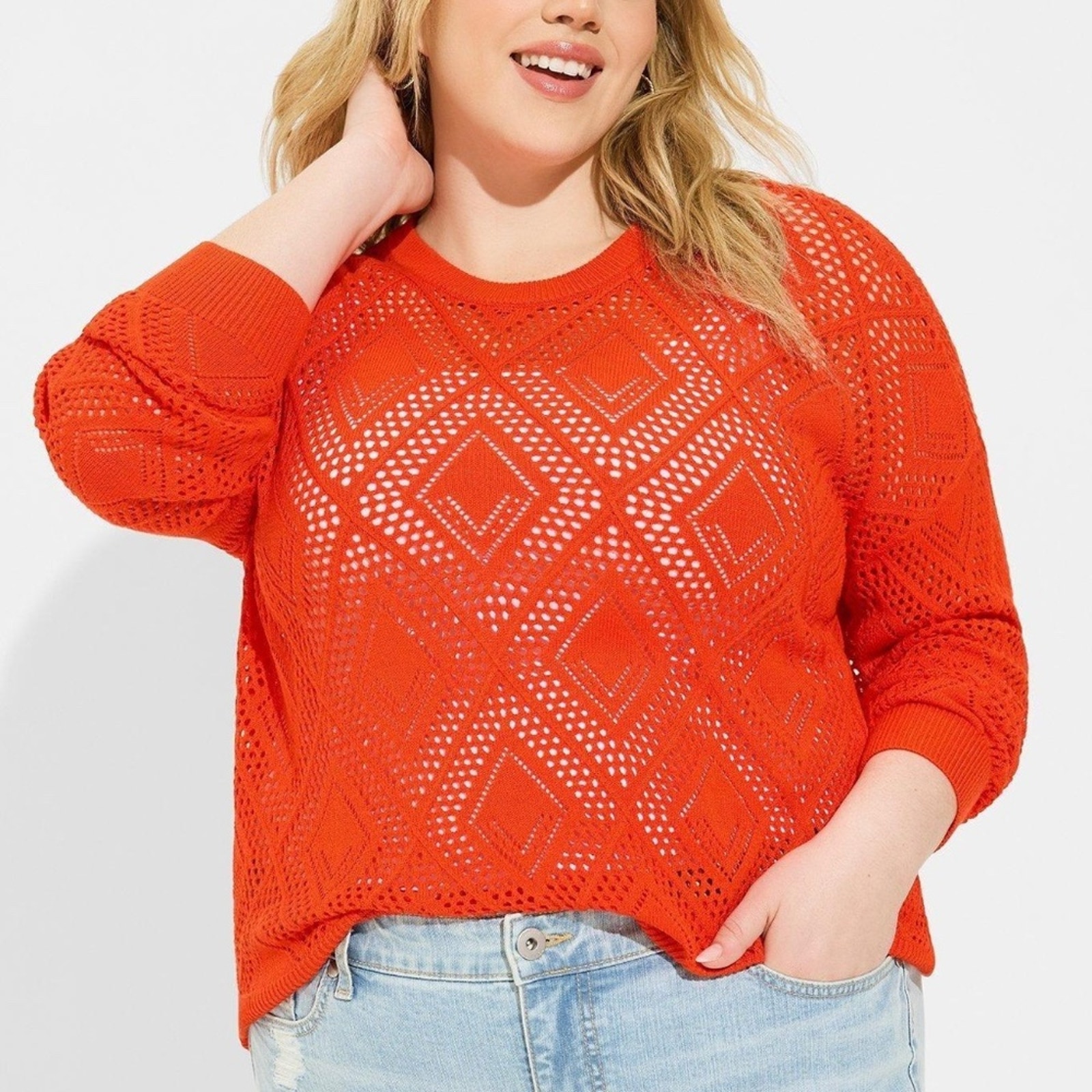 TORRID Pointelle Pullover Long Sleeve Sweater - Large (12) - NWT