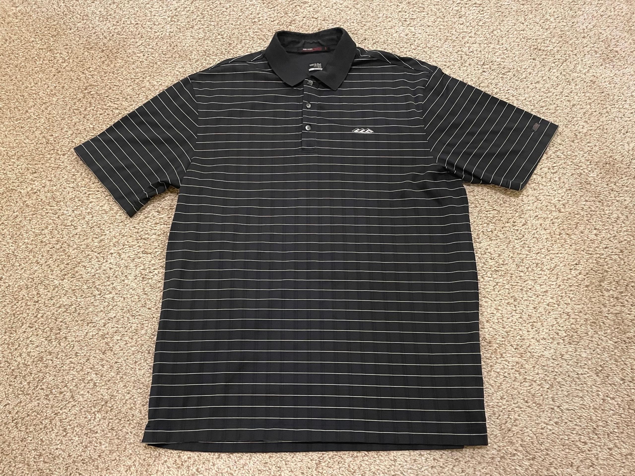 Tiger Woods Nike Polo Shirt Men Large Black Fit Dry Short Sleeve Golf