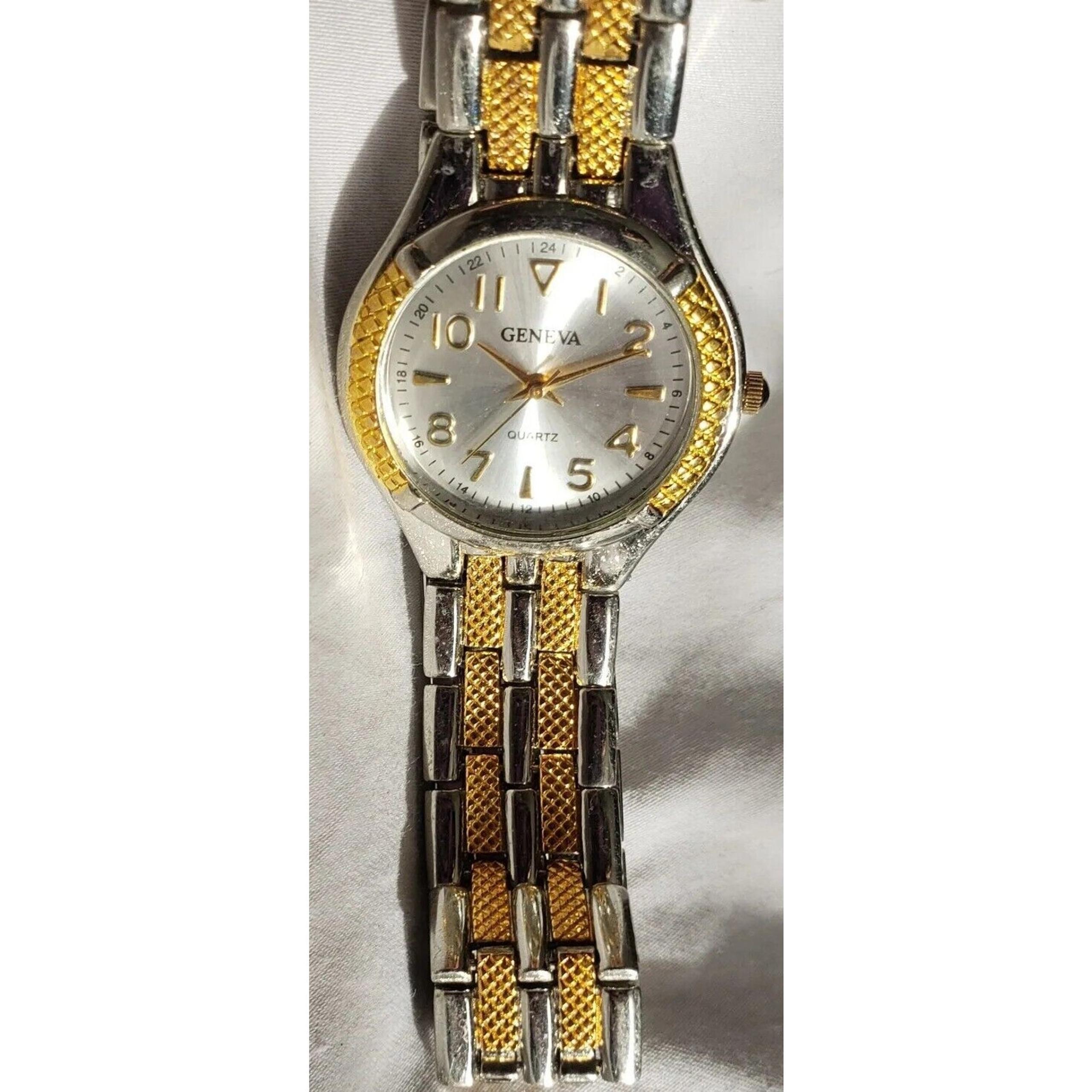 Geneva Stainless Steel Womans Two Toned Gold Silver Watch Wristwatch