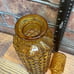 Vintage Empoli MCM Amber Glass Diamond Point Genie Decanter Bottle w/ Stopper
